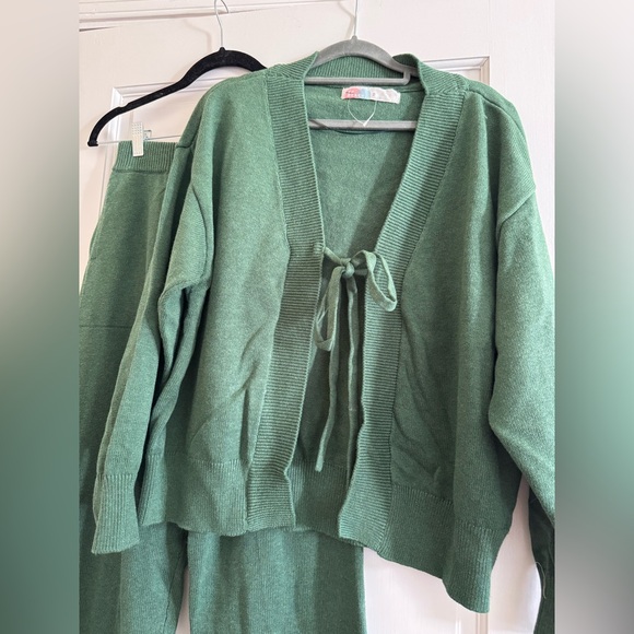 Free People Green Knit Cardigan and Pants Set - Picture 3 of 7
